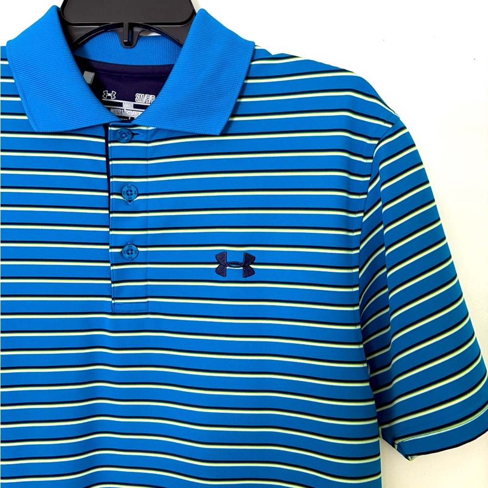 Under Armour Men's Blue Striped Polo Shirt